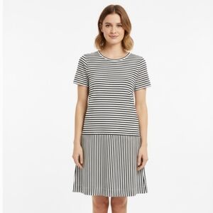Madewell Women's Striped Cotton T-Shirt Dress Navy White Medium Classic Casual